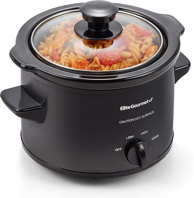 Elite Gourmet 1.5 Quart Electric Slow Cooker with Adjustable Temp for 