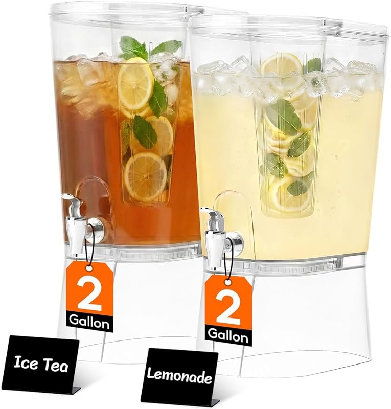 Lifewit 2 Gallon Drink Dispenser (2-Pack), BPA-Free Clear Beverage Con