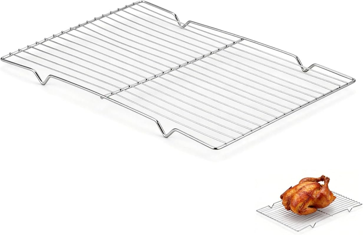 Stainless Steel Roasting Rack Insert for 9x13 Pan, Raised Feet & Paral