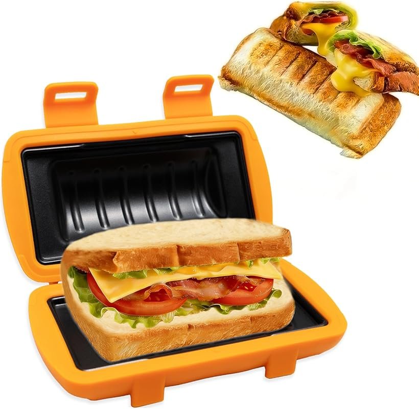 Microwave Sandwich Maker with Non-Stick Surface, Makes Grilled Cheese,