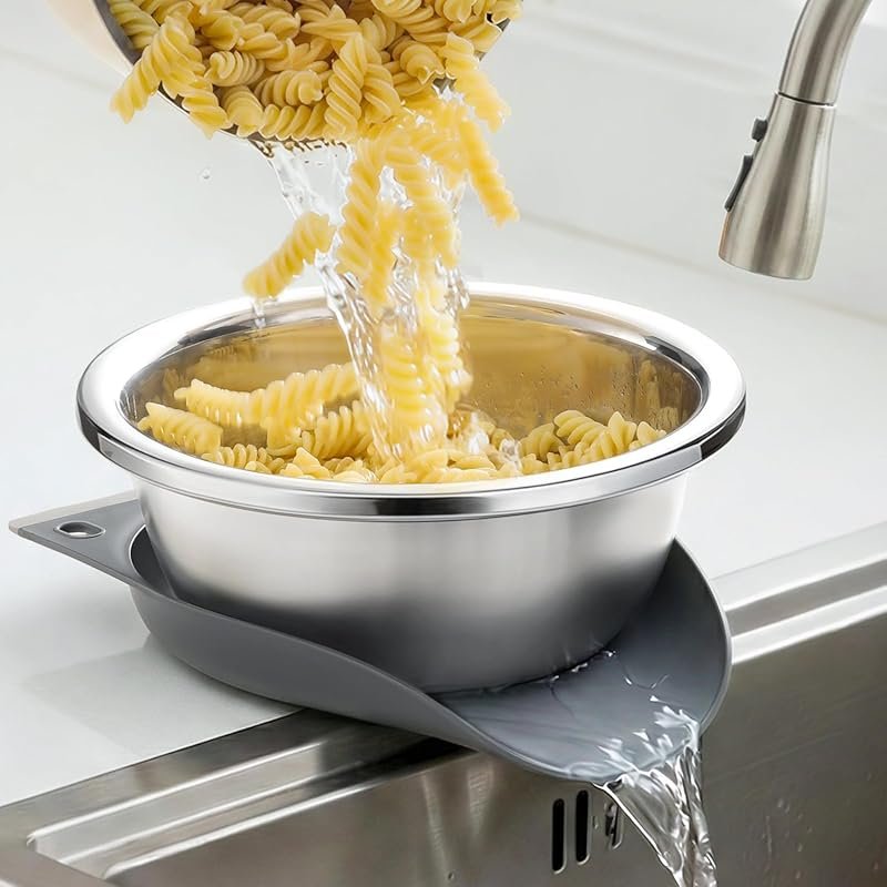 3.5QT Hands-Free 304 Stainless Steel Colander with Self-Draining Base 