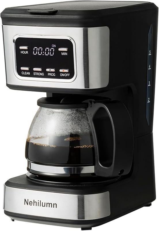 5-Cup Programmable Coffee Maker with Reusable Filter, Clear Water Leve