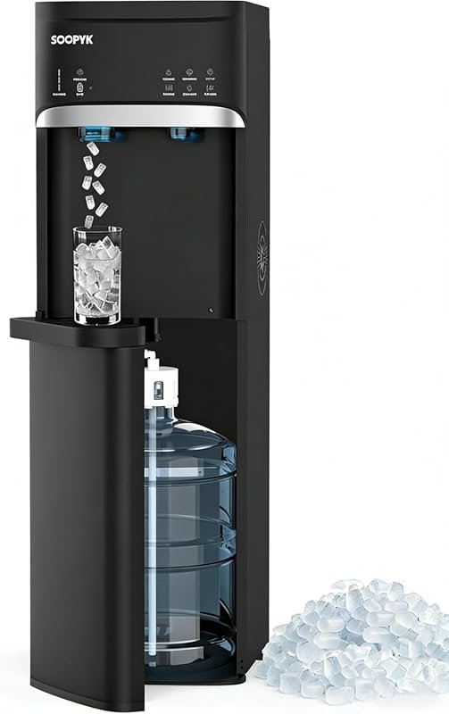 Self-Cleaning Water Cooler with Bottom Loading Nugget Ice Maker, 33lbs