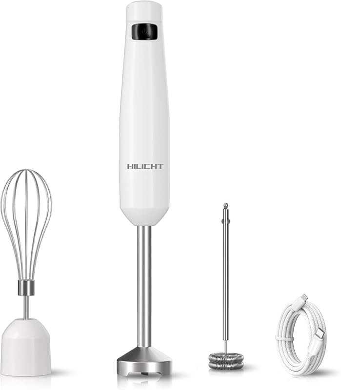 Cordless 12V Rechargeable Immersion Blender with 60+ Bowl Battery Life