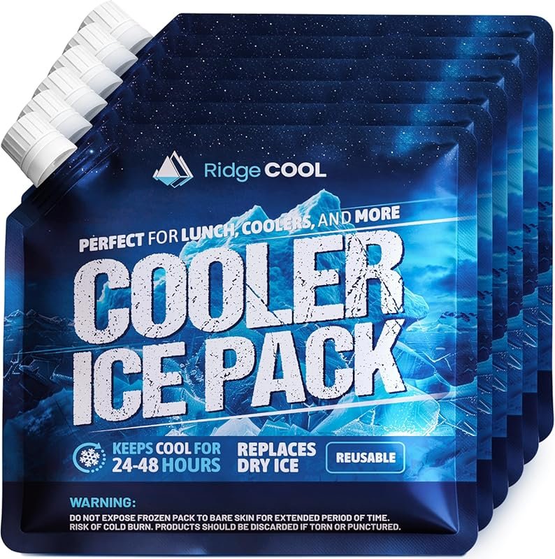 6 Pack Long Lasting Reusable Ice Packs – Keeps Cold 24–48 Hours, Leak-