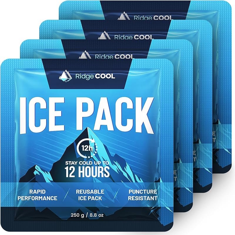 4 Pack Large Reusable Ice Packs for Coolers – Long Lasting, Leakproof,