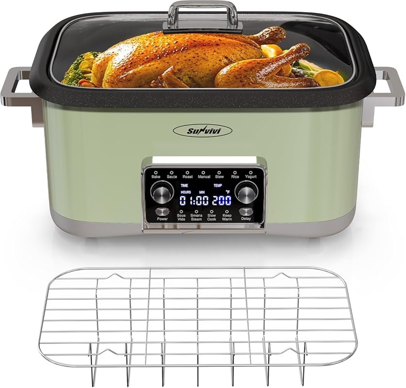 12-in-1 Programmable 8 Quart Multi-Cooker with Timer, Auto Shut Off & 