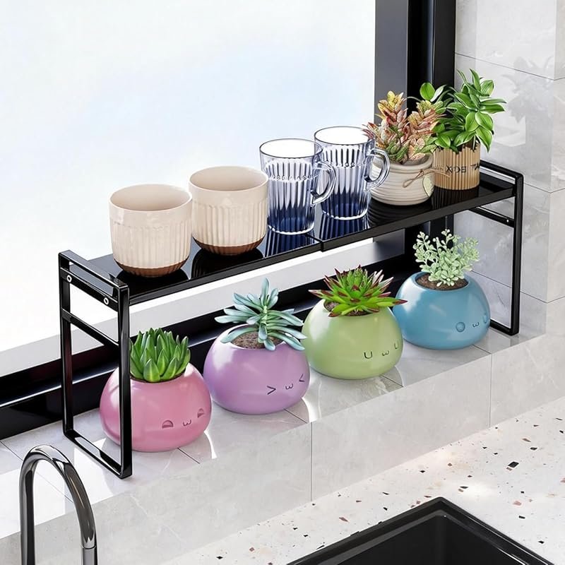 Expandable Tall Storage Shelf with Anti-Detach Buckle – Over Sink, Kit