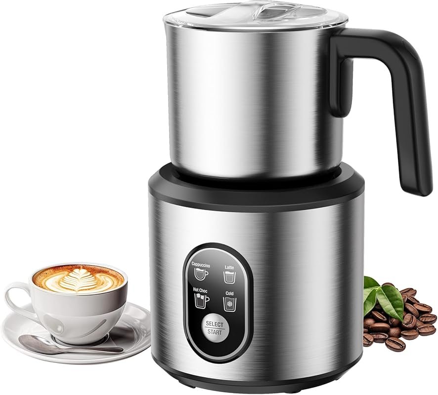 4-in-1 Automatic Hot & Cold Milk Frother and Warmer with 700ml Stainle