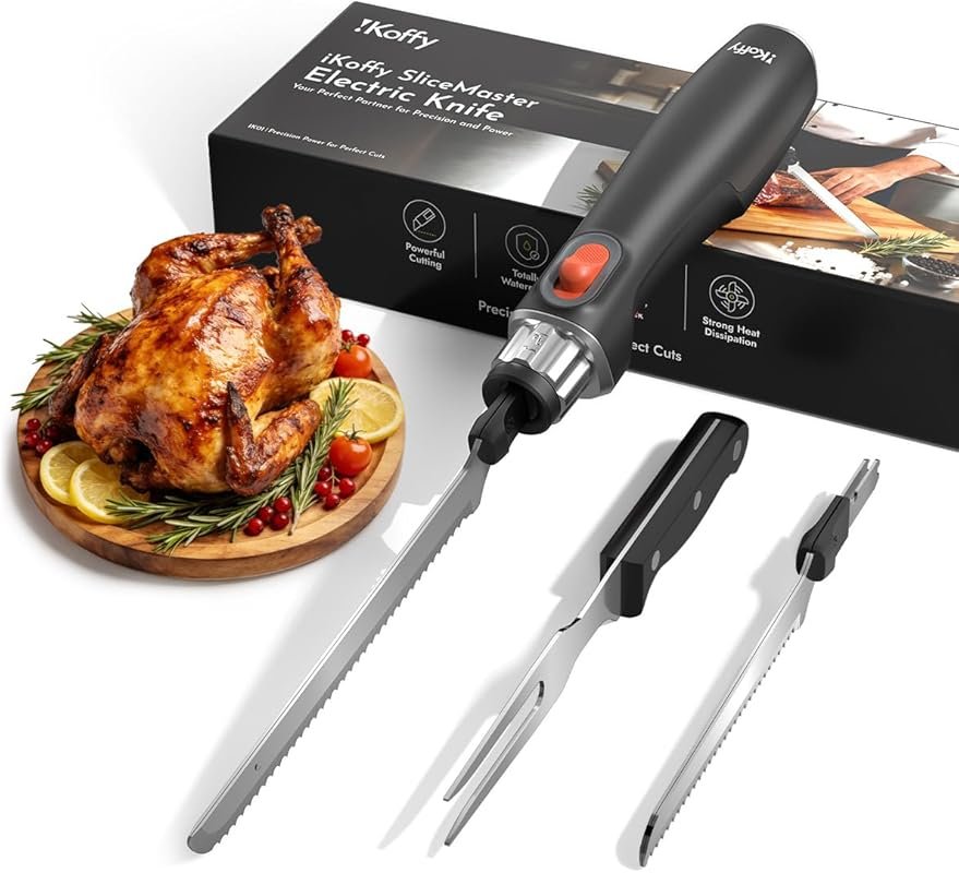 SliceMaster Cordless Electric Knife in Black, 45W Motor & Waterproof D