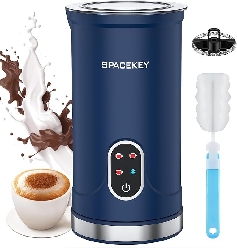 Spacekey Electric Milk Frother with Mute Mode & Overheat Protection fo