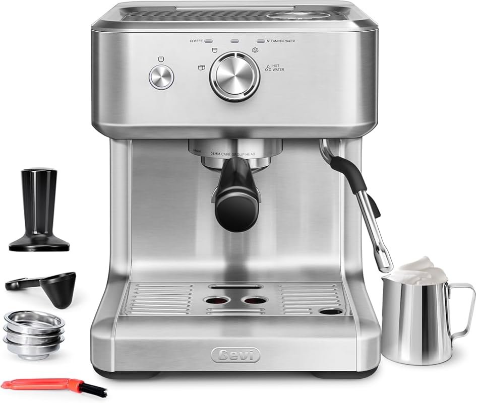 Commercial 58mm Espresso Machine with PID Temp Control, Steam Wand & B