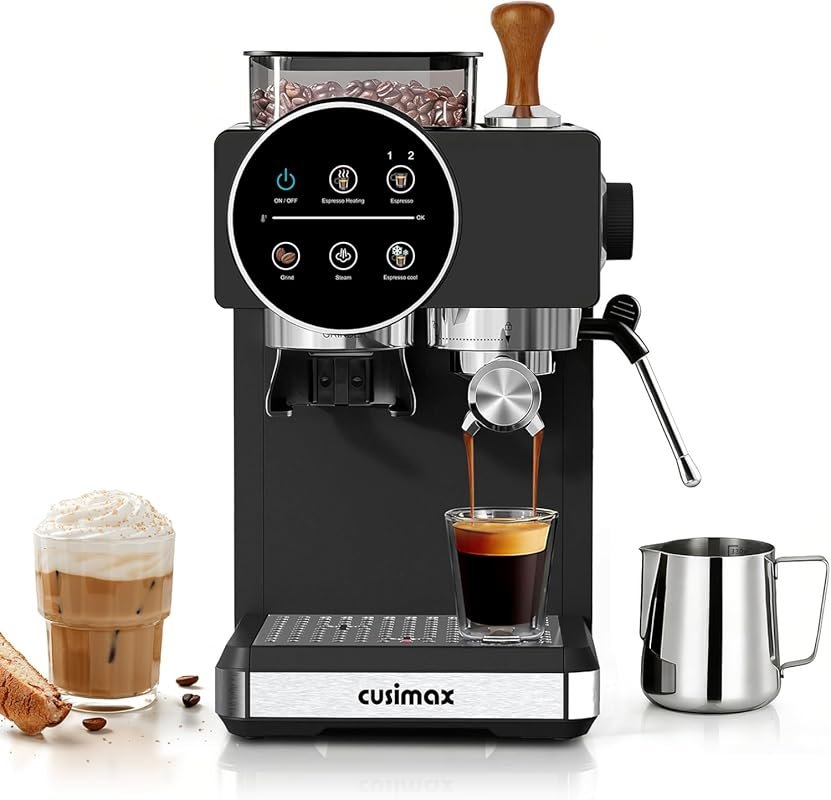CUSIMAX Espresso Machine with Grinder – 20 Bar Professional Coffee Mak