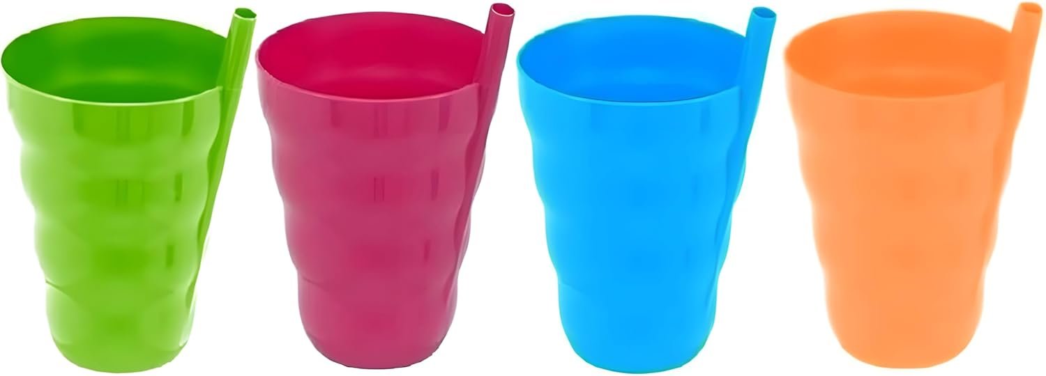 Bexter Set of 4 11oz Stackable BPA-Free Straw Cups – Reusable & Dishwa