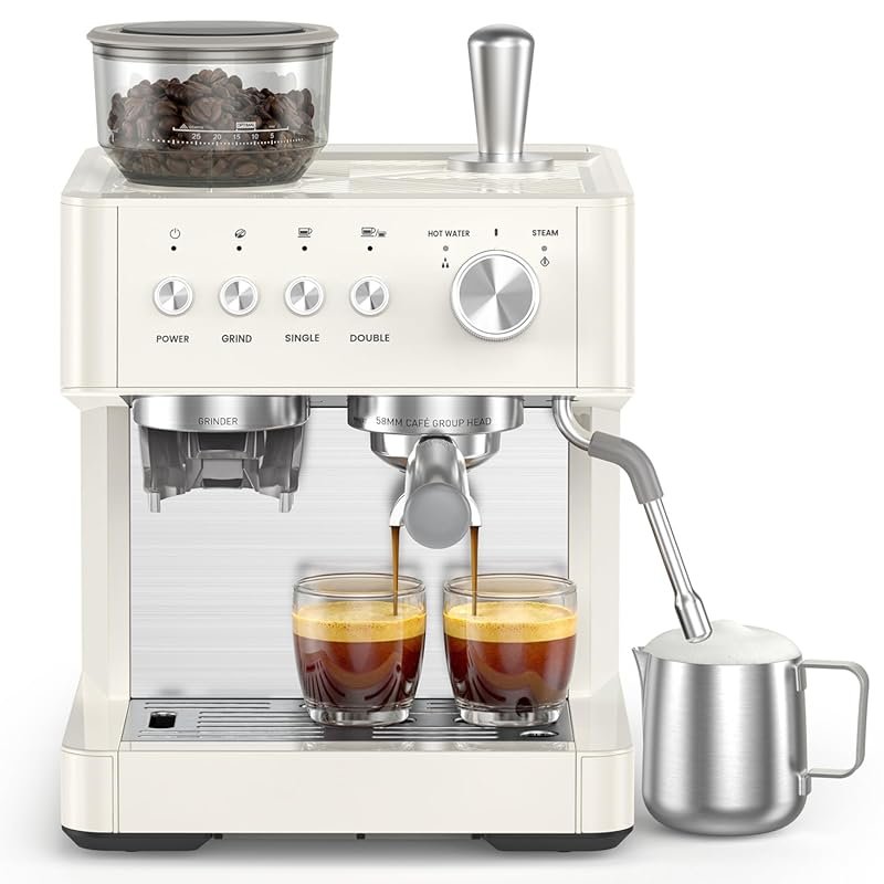 COWSAR Upgrade 15 Bar Espresso Machine with Grinder & Milk Frother - C