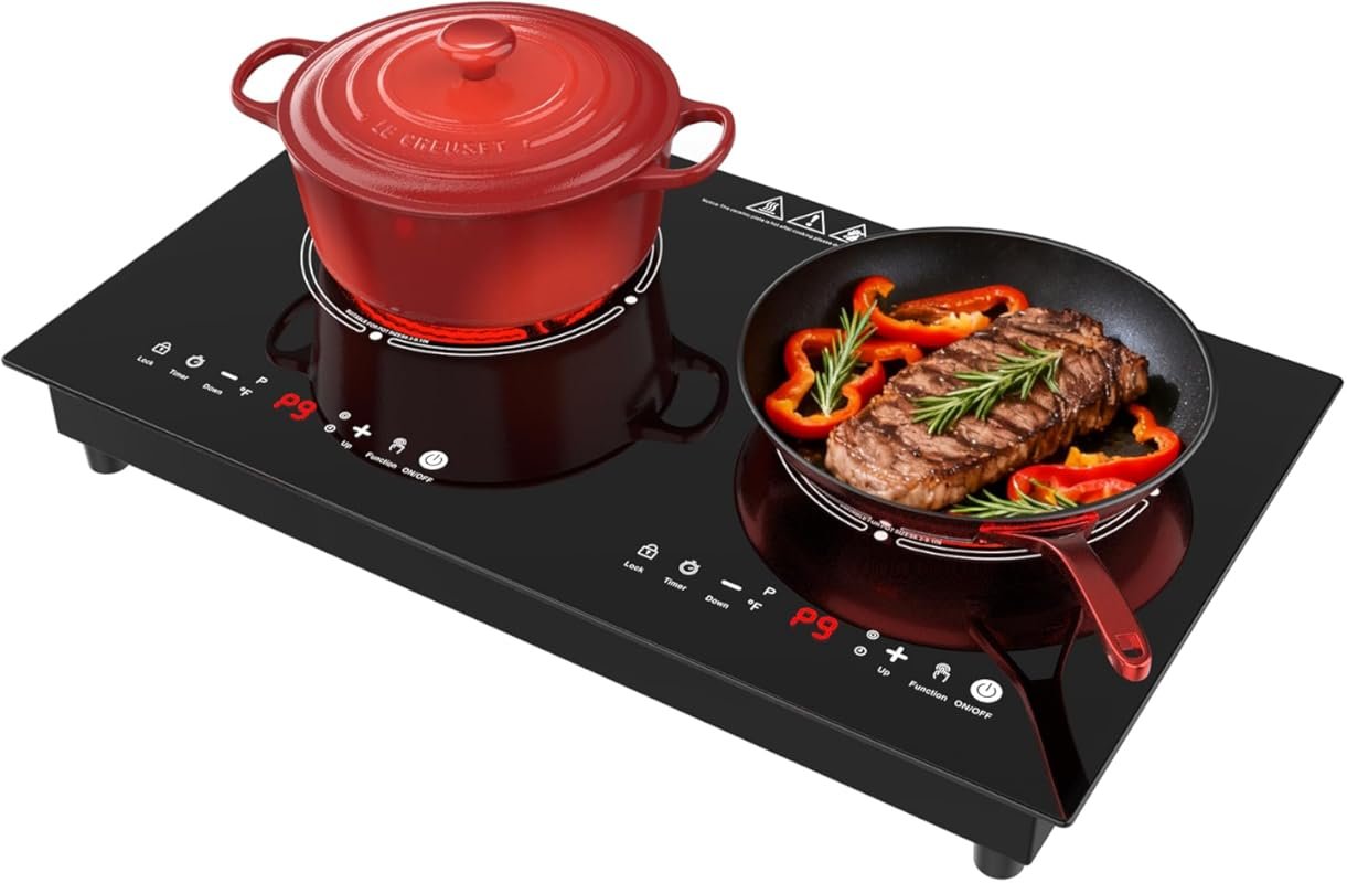 2 Burner Electric Cooktop 4000W with Child Lock, Timer, Touch Control 