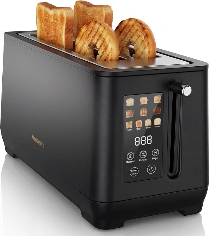 Retro Touch Screen 4 Slice Toaster with Digital Countdown, Extra-Wide 