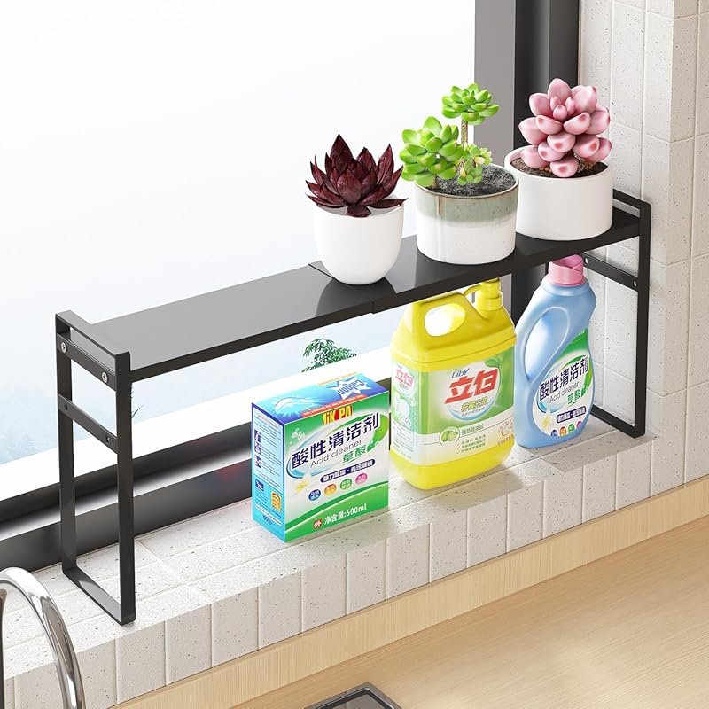 Expandable Narrow Tall Shelf Organizer – Multi-Use Over Sink, Kitchen,