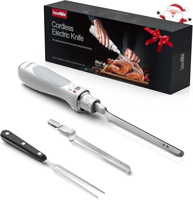 New Upgrade Cordless Electric Knife with Serrated Blade, USB-C Recharg