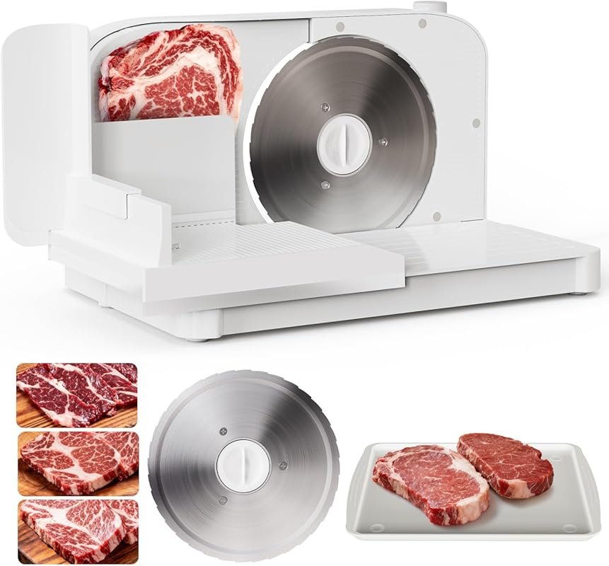 Foldable 150W Electric Meat Slicer with Removable Blade & Tray, Adjust