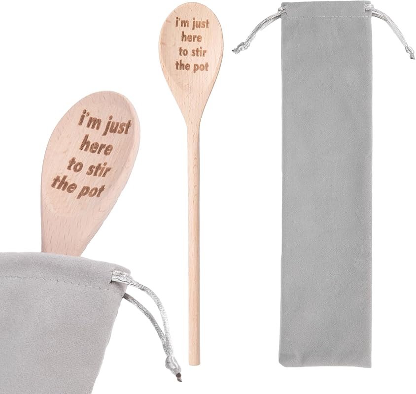 Laser Engraved Wooden Spoon with Drawstring Bag – Funny Gift for Chefs