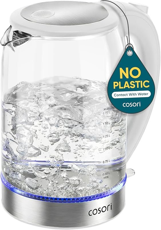 Cosori 1.7L Electric Kettle with No Plastic Contact & Borosilicate Gla