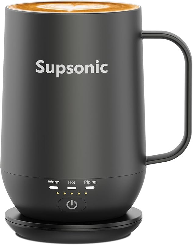 Self-Heating Coffee Mug 16oz, Up to 149°F Direct Contact Heating, Auto