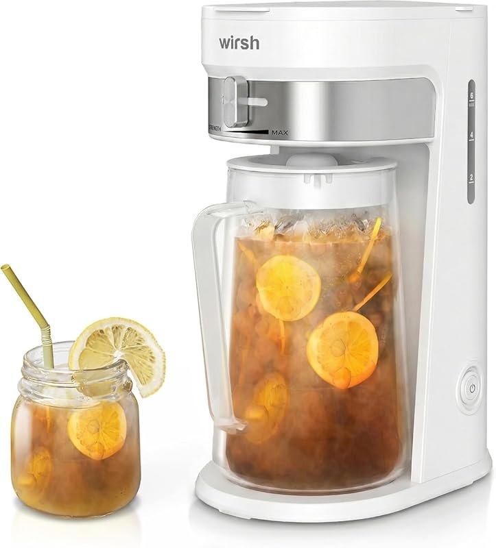 wirsh Iced Tea & Coffee Maker with 3QT Pitcher, Strength Control & Reu