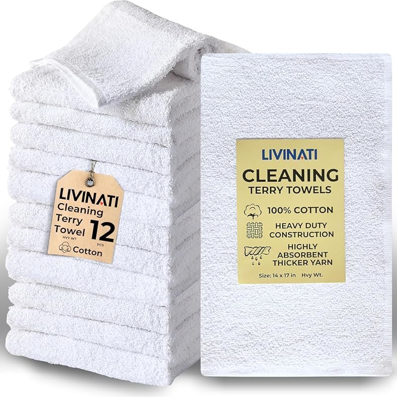 Reusable White Cotton Shop Towels – Bulk Commercial Cleaning Rags for 