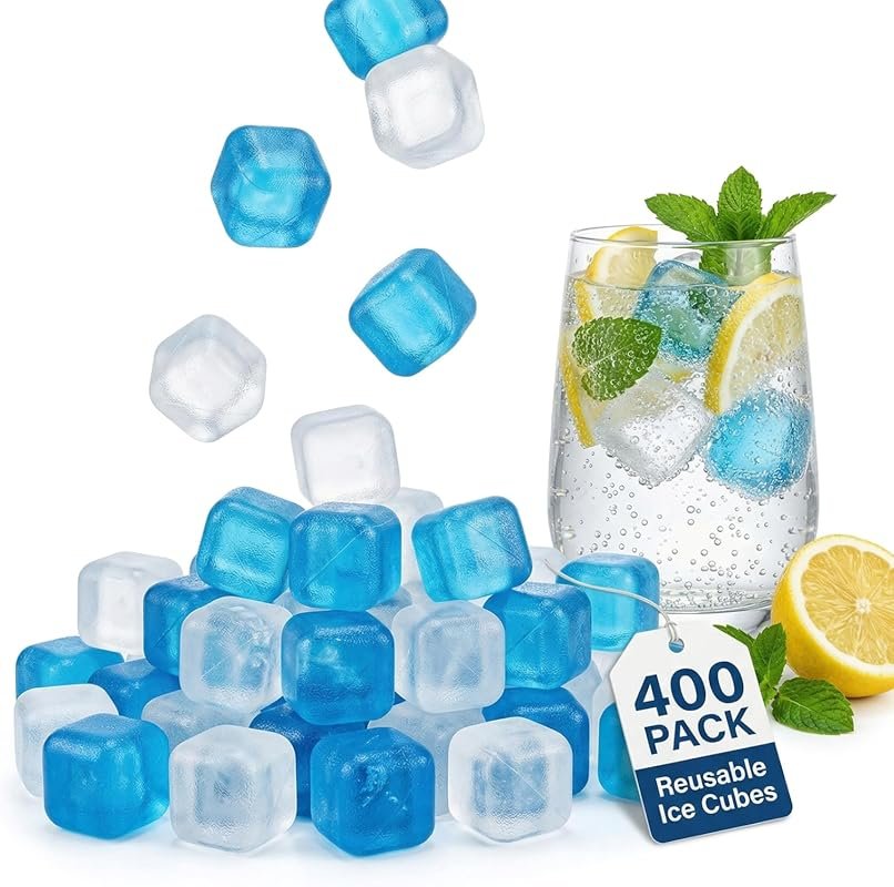 400 Pack BPA-Free Reusable Ice Cubes for Coolers, Lunch Boxes, Party &