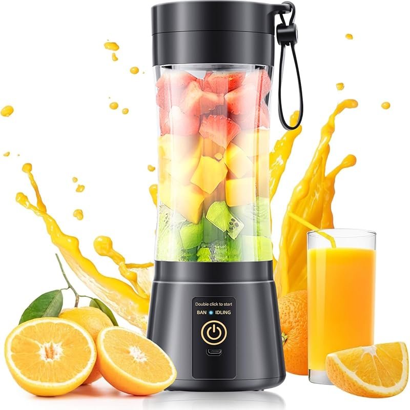 Mini Portable Blender with 380Ml Cup & 6 Stainless Steel Blades, Ideal