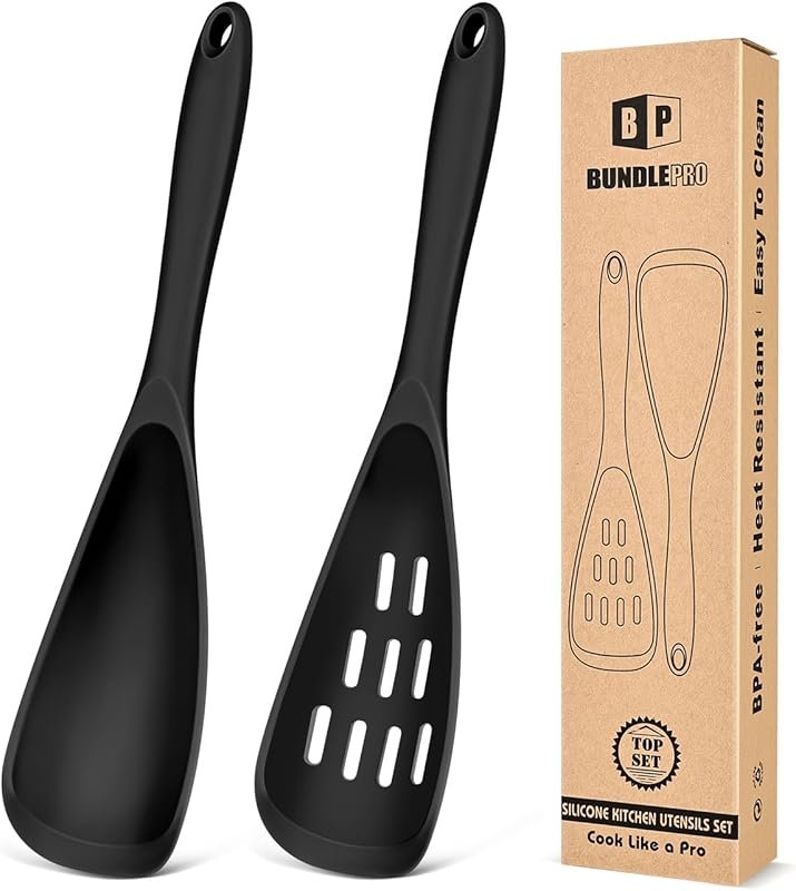 Pack of 2 Multifunctional Spatula Spoons, BPA-Free One-Piece Design fo