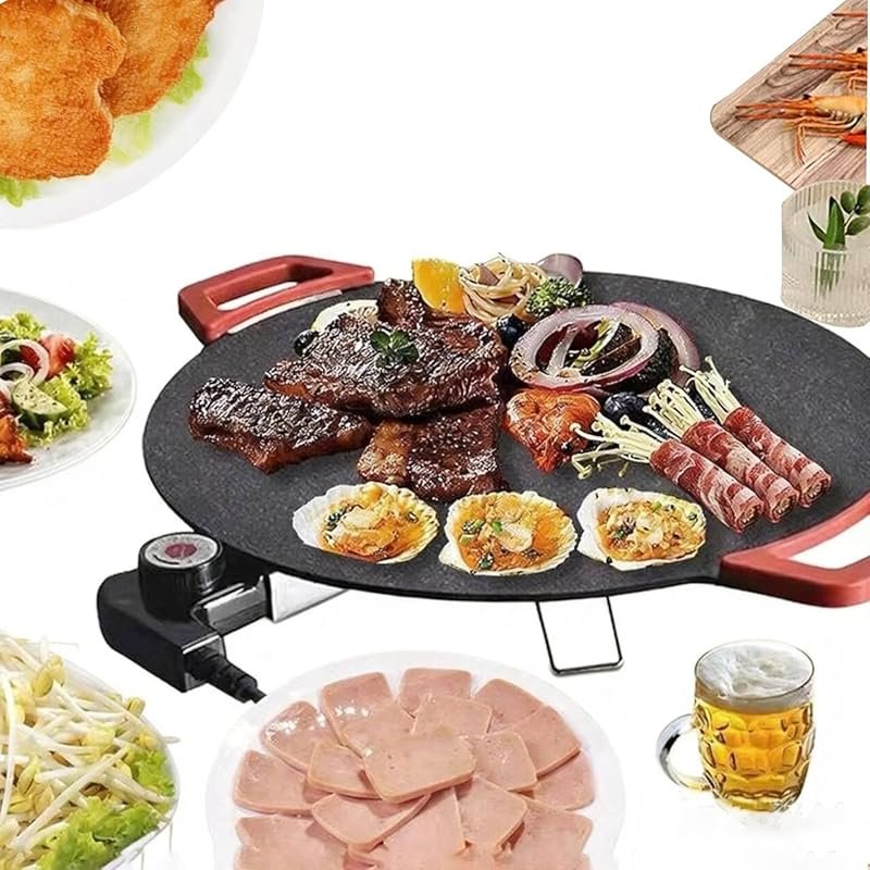 Electric Smokeless Grill with Temperature Control & Round Surface, Ind