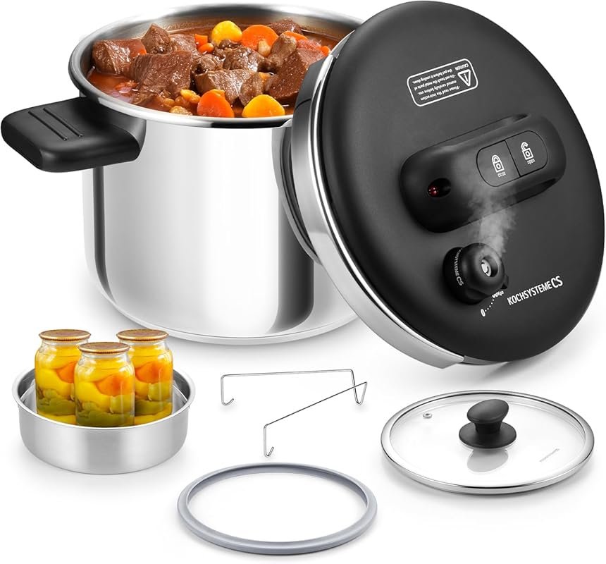 KOCH SYSTEME 8.5QT Stainless Steel Pressure Cooker with One-Press Lock