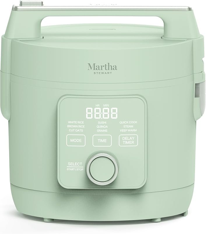 Martha Stewart 4-Cup Rice Cooker with Ceramic Pot & Steam Basket