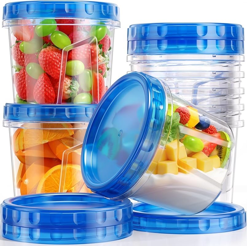 Canfanni 8 Pack 24 Oz Plastic Freezer Storage Containers – BPA-Free, T
