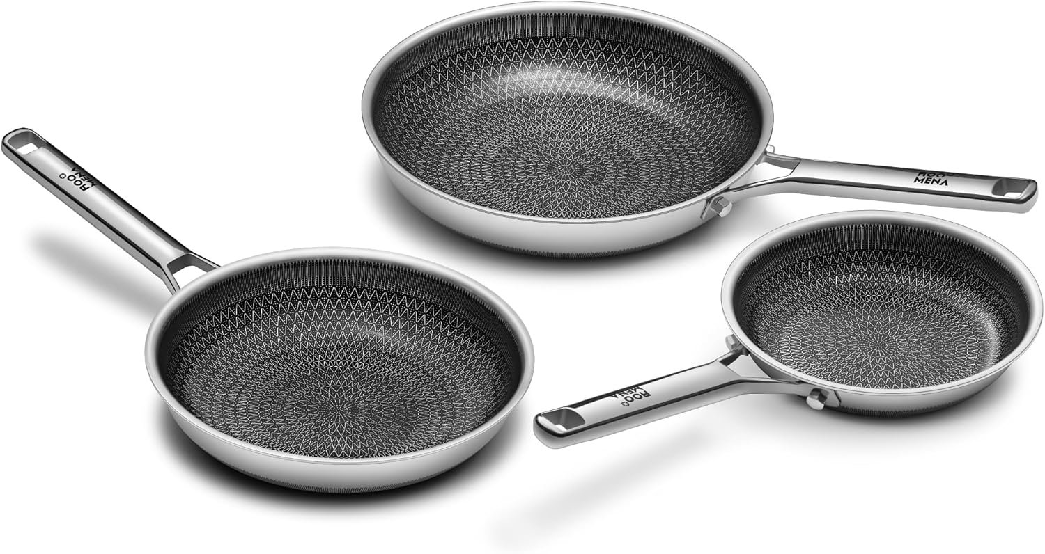 Tri-Ply Hybrid Ceramic 3-Piece Skillet Set, PFAS/PFOA/PTFE Free & Meta