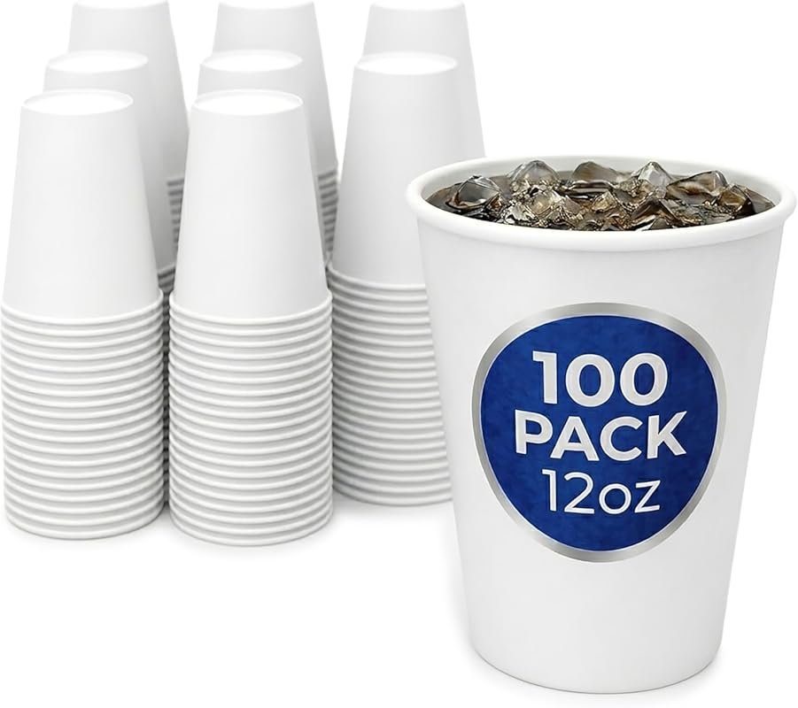 12oz Premium Food-Grade Disposable Cups 100ct – Leak-Proof for Office 