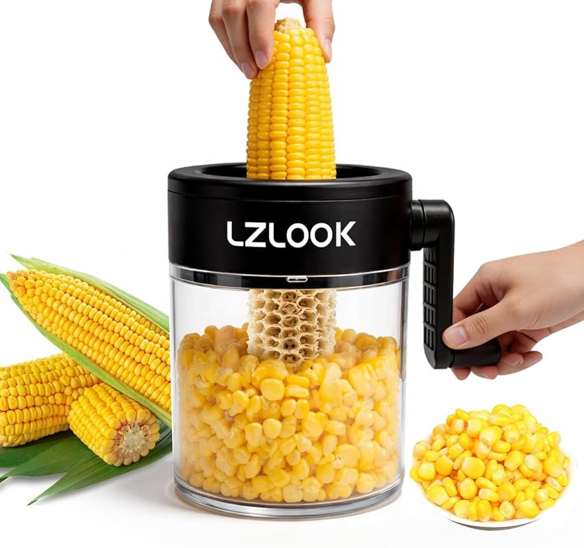 Rotating Handle Corn Sheller – Safe & Quick Kernel Cutter with Bowl In