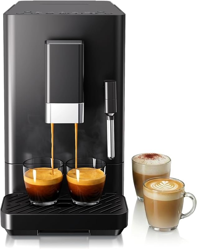 Kndko Automatic Espresso Machine with Grinder, Milk Frother & Auto Sel