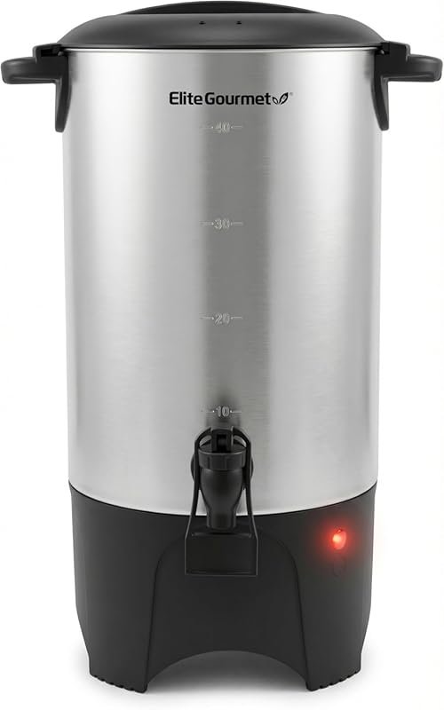 Elite Gourmet 40 Cup Electric Coffee Urn with Removable Filter, Two-Wa
