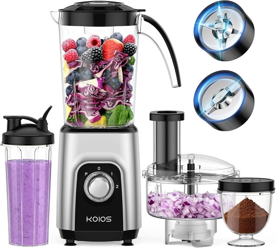 KOIOS 1000W All-in-One Blender & Food Processor with Meat Grinder & Tr