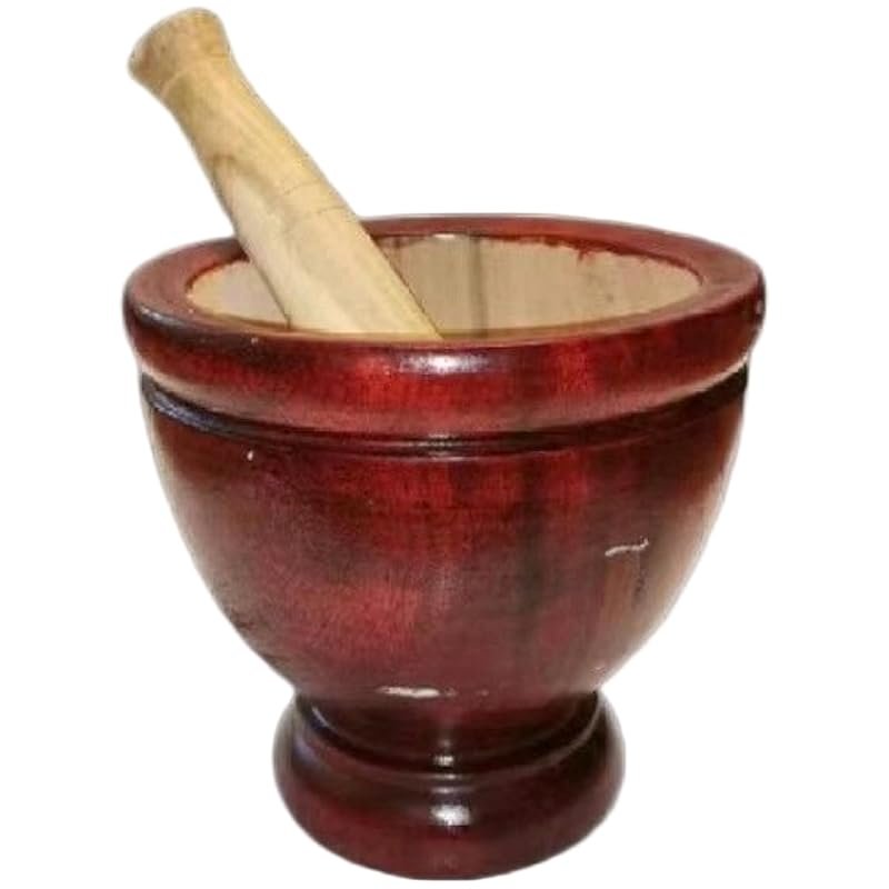 6 Inch Safe Manual Natrua Thai Wooden Mortar & Pestle Set for Grinding