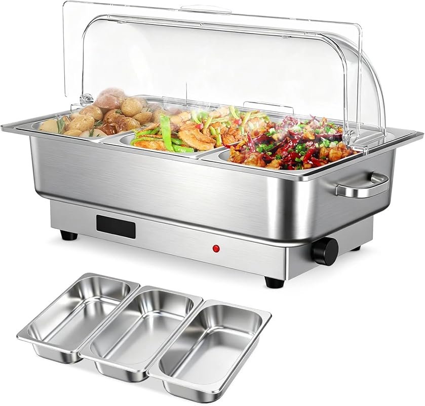 GarveeHome 3x3QT Digital Display Chafing Dish with 600W Temp Control f