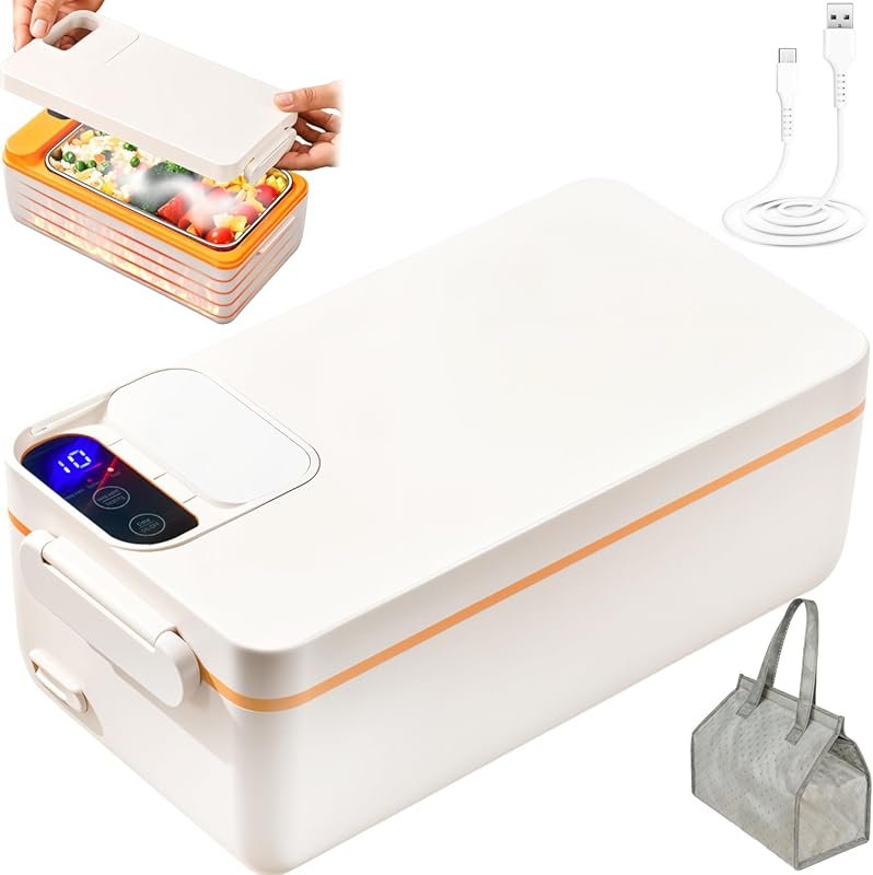 Rechargeable Cordless Battery Powered Electric Heated Lunch Box, Self-