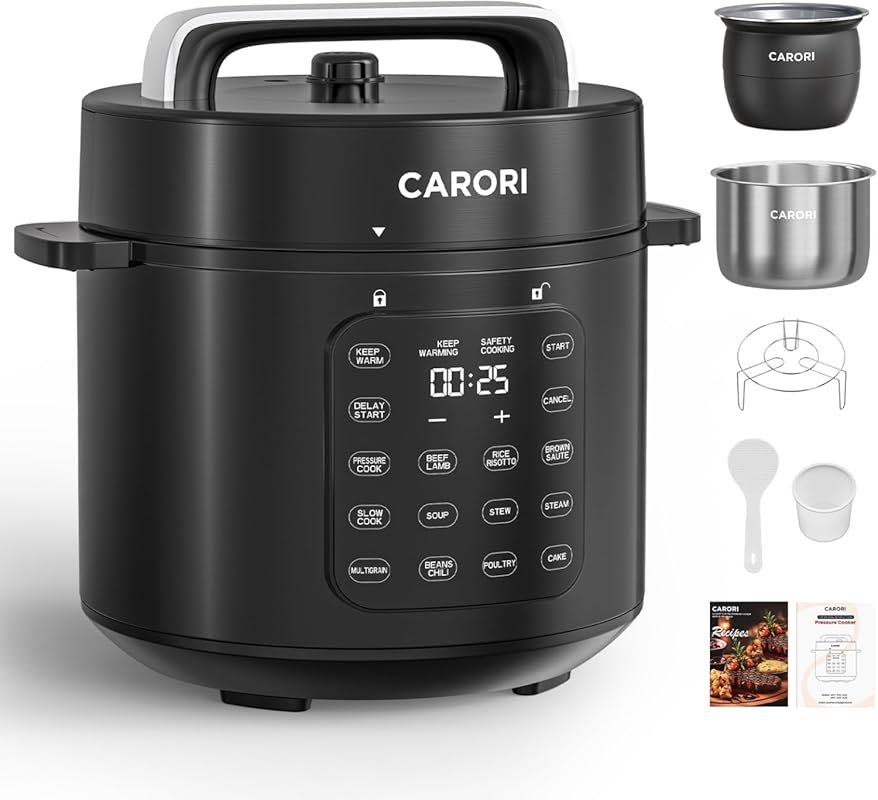Carori Dual-Pot 6 Qt 9-in-1 Electric Pressure Cooker with Stainless St