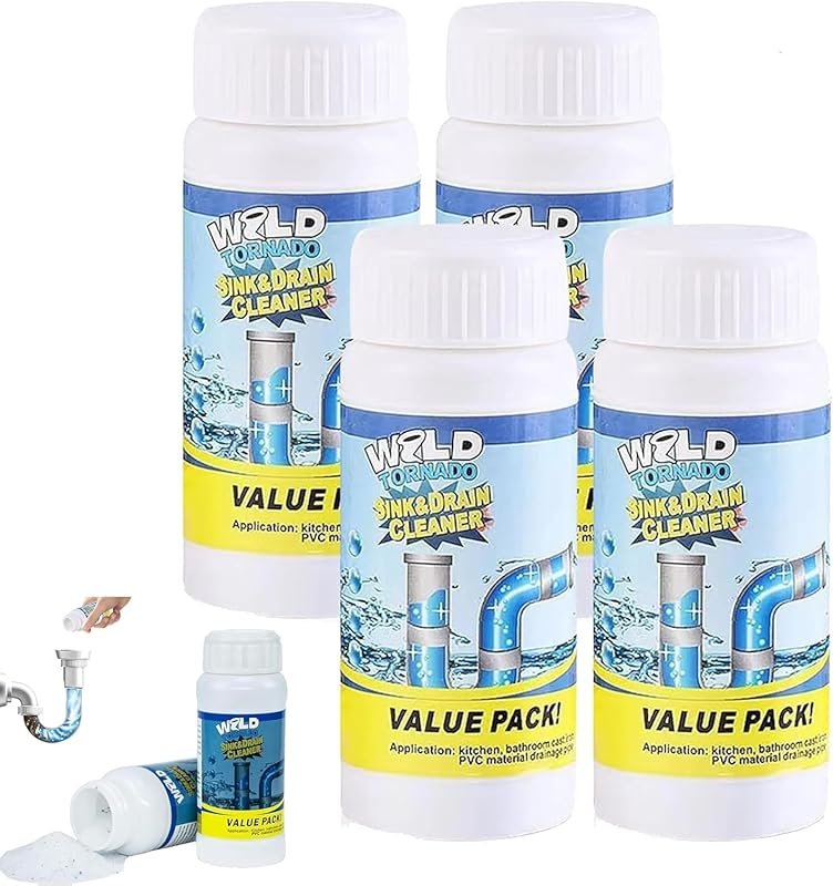 Wild Tornado Fast Foaming Drain Cleaner – 4-Pack for Kitchen, Toilet, 