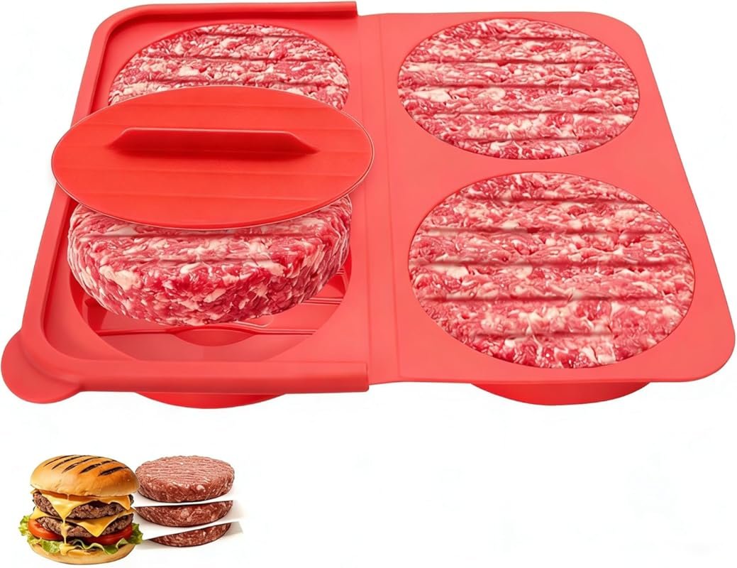 4-in-1 Silicone Burger Press – BPA-Free, Dishwasher Safe Mold for Home
