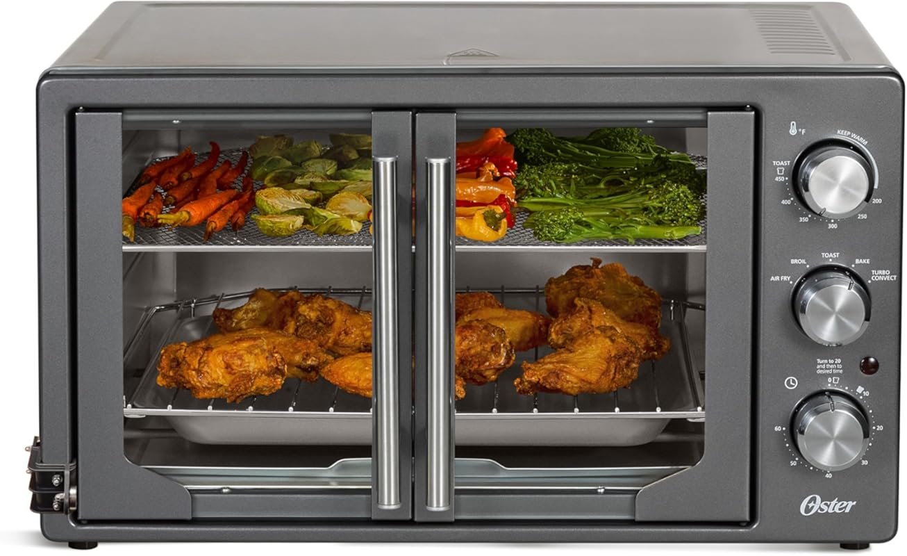 Oster 6-in-1 Air Fryer Toaster Oven with French Door, Stainless Steel