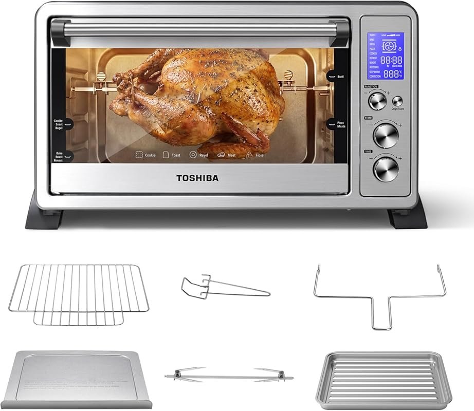 TOSHIBA 10-in-1 Convection Toaster Oven with Rotisserie & Pizza Functi